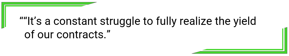 It’s a constant struggle to fully realize the yield of our contracts.